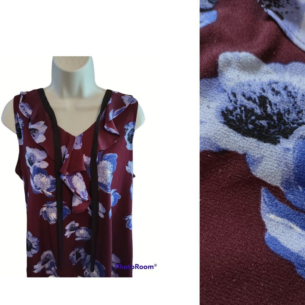 Elle Sleeveless Floral RuffleTop Size M
